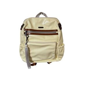 NWT Cluci Cream Backpack Purse with Brown Accents